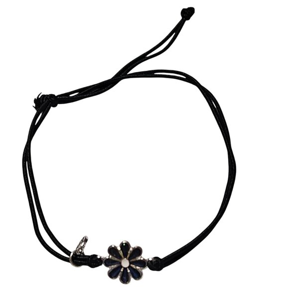 Flower Charm Black Adjustable Cord Bracelet BFF Tag Fashion Jewelry Best Friends - Picture 1 of 5